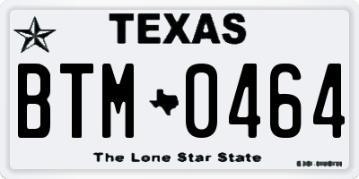 TX license plate BTM0464