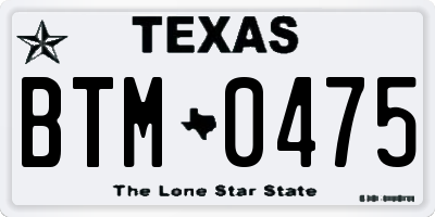 TX license plate BTM0475