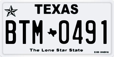TX license plate BTM0491