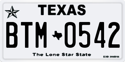 TX license plate BTM0542