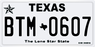 TX license plate BTM0607