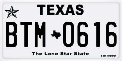TX license plate BTM0616