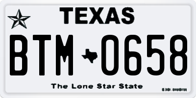 TX license plate BTM0658