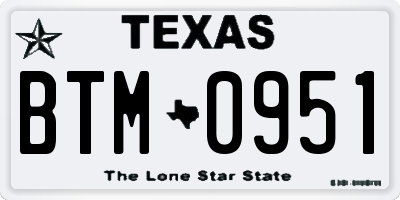 TX license plate BTM0951