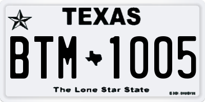 TX license plate BTM1005
