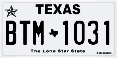 TX license plate BTM1031