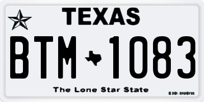 TX license plate BTM1083