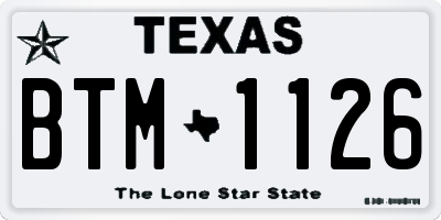 TX license plate BTM1126