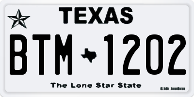 TX license plate BTM1202
