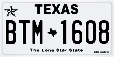 TX license plate BTM1608