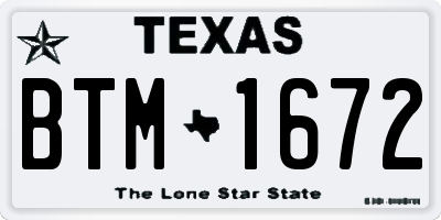 TX license plate BTM1672