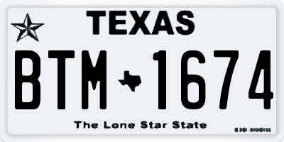 TX license plate BTM1674