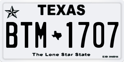 TX license plate BTM1707