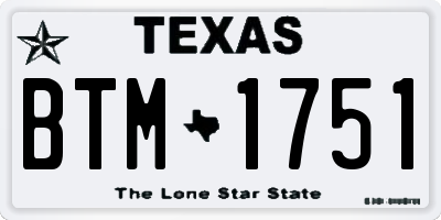 TX license plate BTM1751