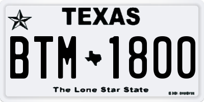 TX license plate BTM1800