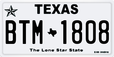 TX license plate BTM1808
