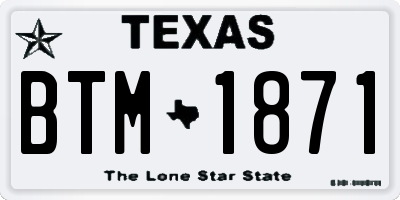 TX license plate BTM1871