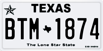 TX license plate BTM1874