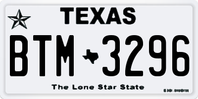 TX license plate BTM3296