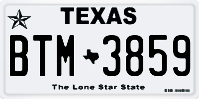 TX license plate BTM3859
