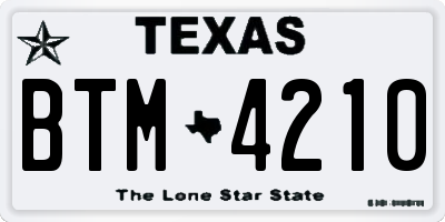 TX license plate BTM4210