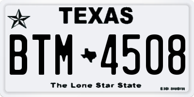TX license plate BTM4508