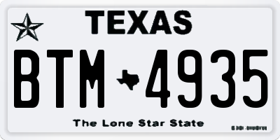 TX license plate BTM4935