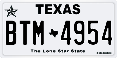 TX license plate BTM4954