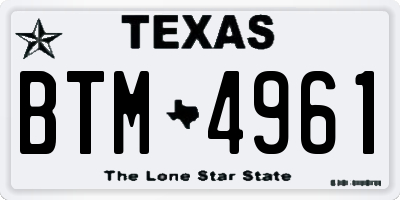 TX license plate BTM4961