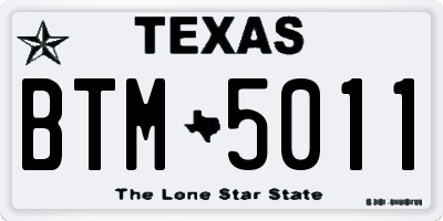 TX license plate BTM5011