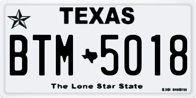 TX license plate BTM5018