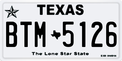 TX license plate BTM5126