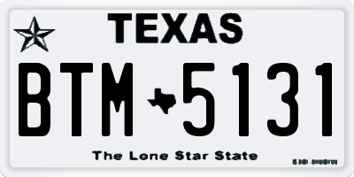 TX license plate BTM5131