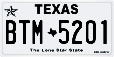 TX license plate BTM5201