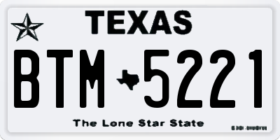 TX license plate BTM5221