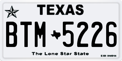 TX license plate BTM5226