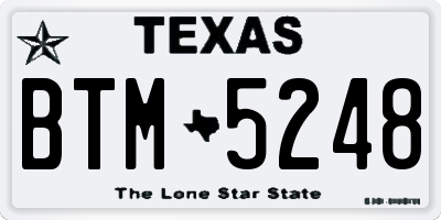TX license plate BTM5248