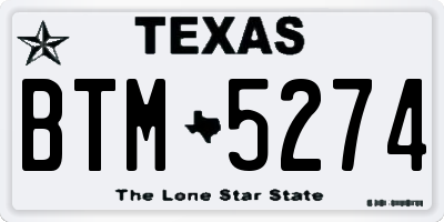 TX license plate BTM5274