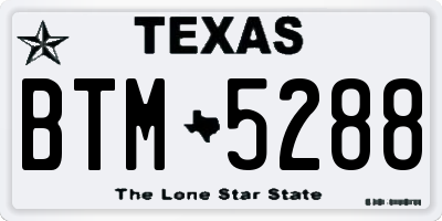 TX license plate BTM5288