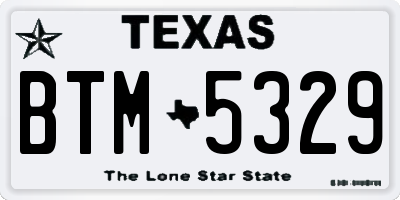 TX license plate BTM5329