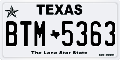 TX license plate BTM5363