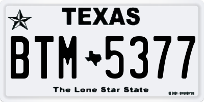 TX license plate BTM5377
