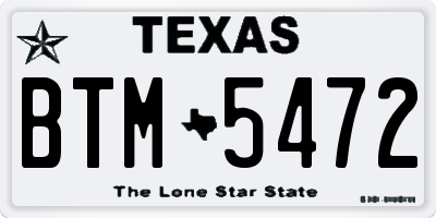 TX license plate BTM5472