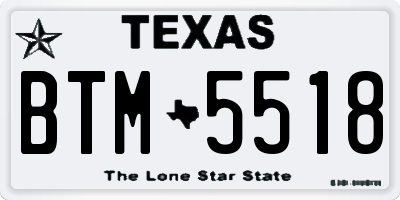 TX license plate BTM5518