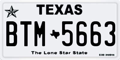 TX license plate BTM5663