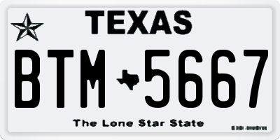 TX license plate BTM5667