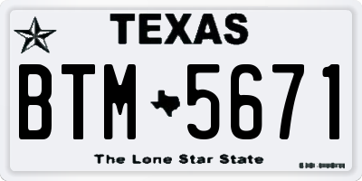 TX license plate BTM5671