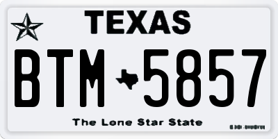 TX license plate BTM5857