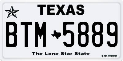 TX license plate BTM5889