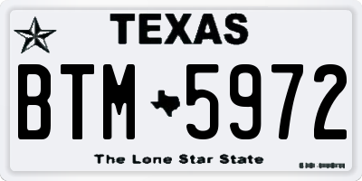 TX license plate BTM5972